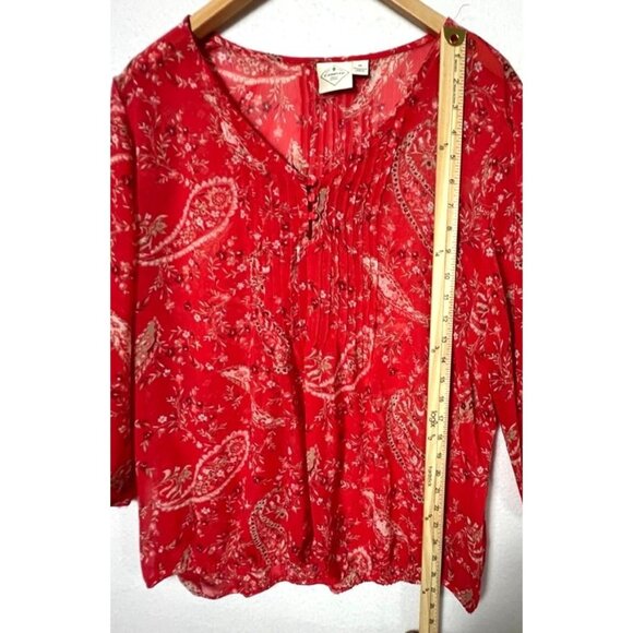 St. Johns Bay Flowy Red Paisley Floral Blouse Sz:1X - Picture 5 of 12
